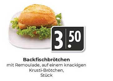 Backfischbrötchen mit Remoulade auf einem knackigen Krusti-Brötchen, Stück