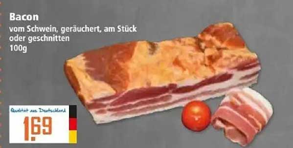 Bacon vom Schwein, geräuchert, am Stück oder geschnitten – 100g