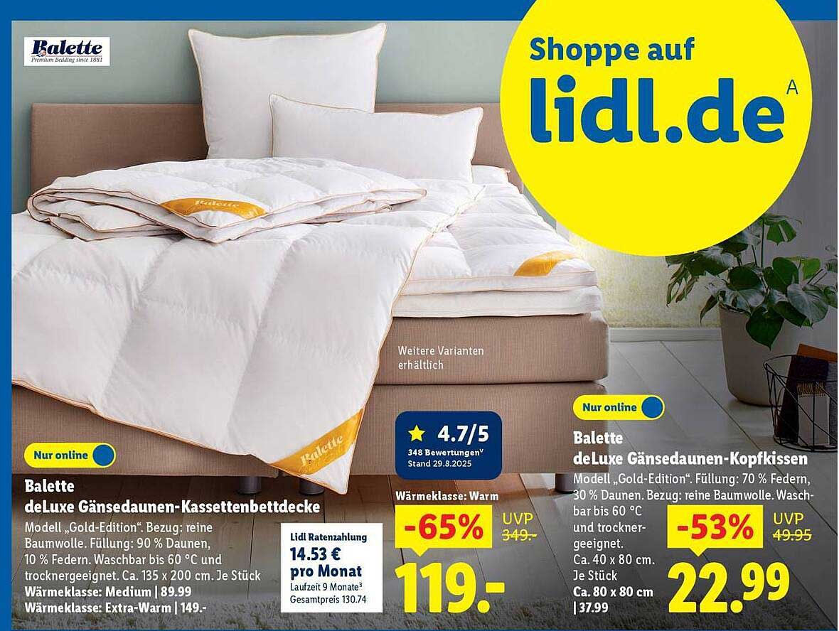 Balette deLuxe Gänsedaunen-Kassettenbettdecke
