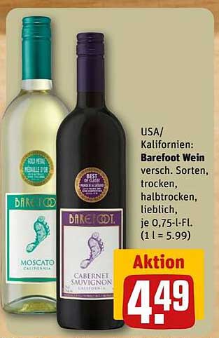 Barefoot Wein - Halb trocken und lieblich, 0,75l