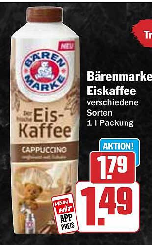 Bärenmarke Eiskaffee verschiedene Sorten 1 l Packung