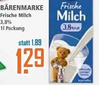 Bärenmarke Frische Milch 3,8% – 1l Packung