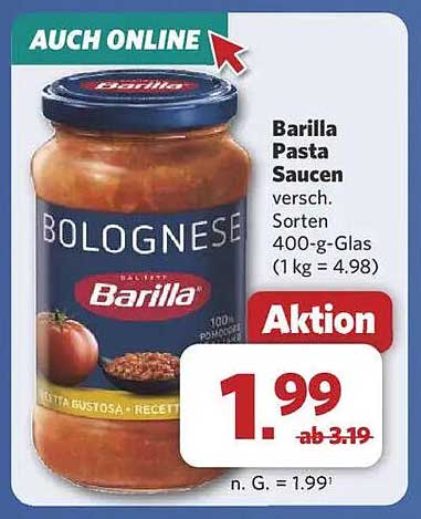 Barilla Pasta Saucen 400-g-Glas - Aktionspreis!