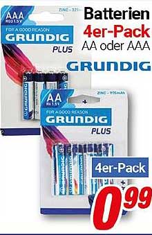 Batterien 4er-Pack AA oder AAA von Grundig