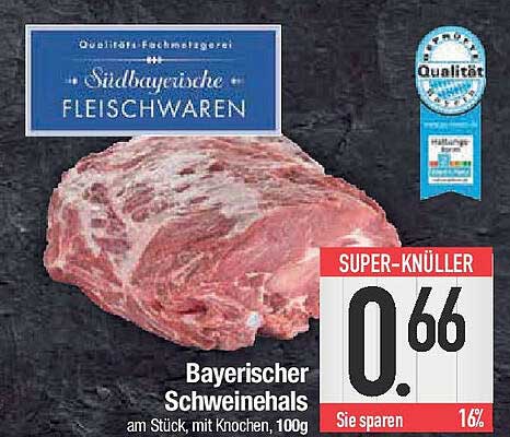 Bayerischer Schweinehals, am Stück, mit Knochen, 100g