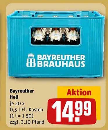 Bayreuther Hell – 20 x 0,5 L Flaschen Kasten
