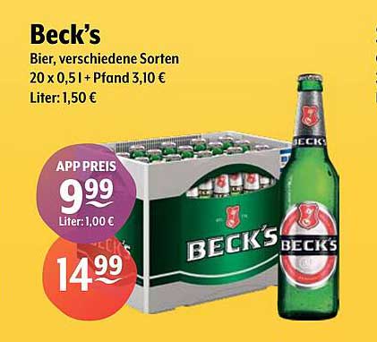 Beck's Bier, verschiedene Sorten 20 x 0,5l