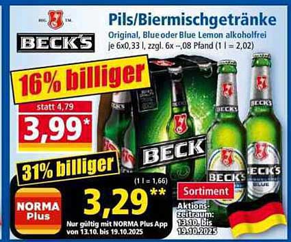 Becks Pils/Biermischgetränke - alkoholfrei