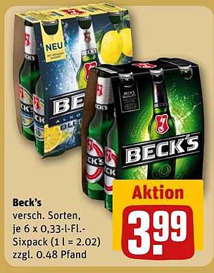 Beck's Sixpack (0,33 l) – Verschiedene Sorten