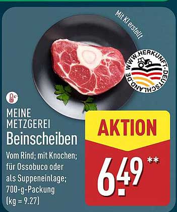 Beinscheiben – Vom Rind, mit Knochen; für Ossobuco oder als Suppeneinlage; 700-g-Packung