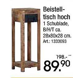 Beistelltisch hoch mit 1 Schublade, B/H/T ca. 28x80x28 cm
