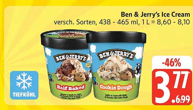 Ben & Jerry's Ice Cream – verschiedene Sorten, 438 - 465 ml
