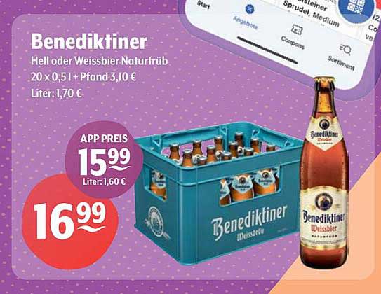 Benediktiner Hell oder Weissbier Naturtrüb 20 x 0,5 l