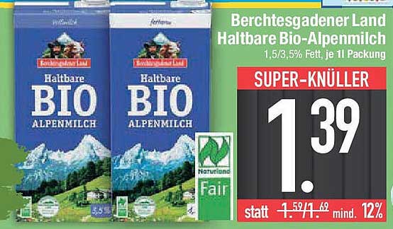 Berchtesgadener Land Haltbare Bio-Alpenmilch