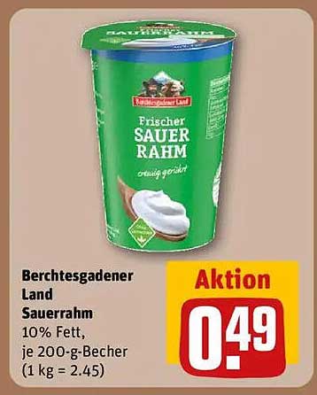Berchtesgadener Land Sauerrahm 10% Fett, 200-g-Becher