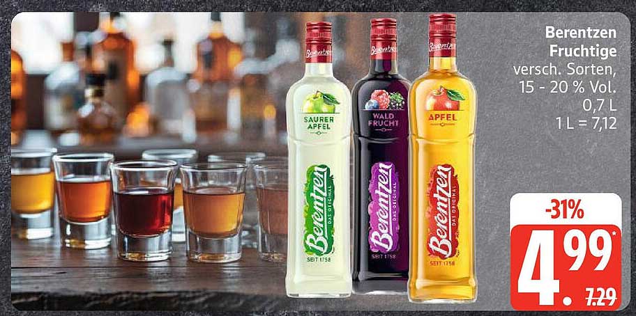Berentzen Fruchtige 0,7 L – verschiedene Sorten, 15 - 20 % Vol.