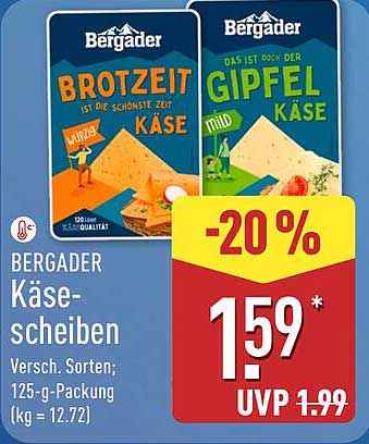 Bergader Käse-Scheiben – Verschiedene Sorten
