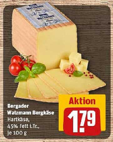 Bergader Watzmann Bergkäse - Hartkäse, 45% Fett i.Tr., je 100 g