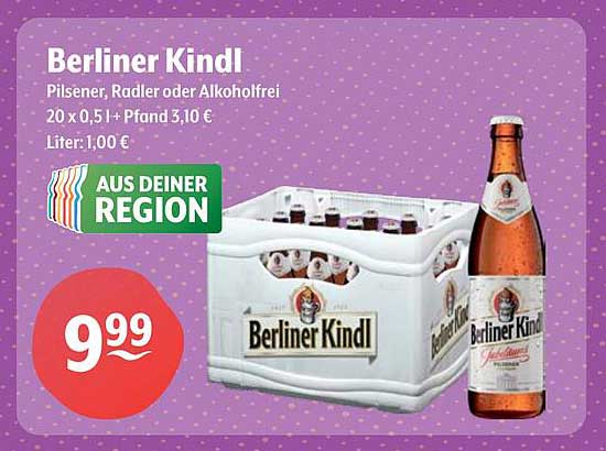 Berliner Kindl Pilsener, Radler oder Alkoholfrei – 20 x 0,5 l