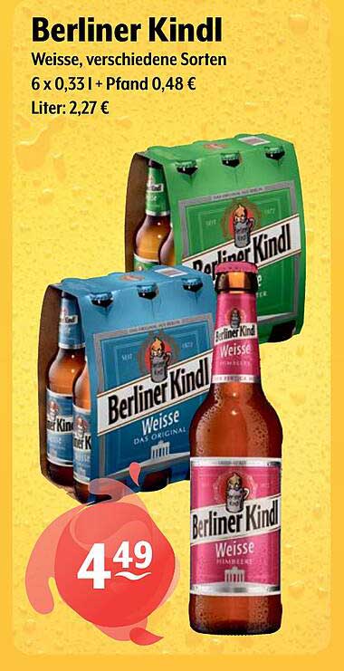 Berliner Kindl Weissbier, verschiedene Sorten 6 x 0,33 l