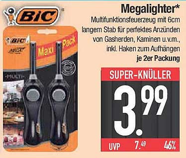 BIC Megalighter Multifunktionsfeuerzeug 2er Packung