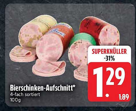 Bierschinken-Aufschnitt* 4-fach sortiert 100g