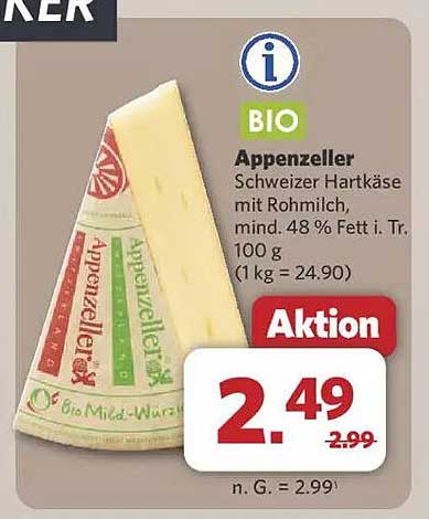 BIO Appenzeller – Schweizer Hartkäse mit Rohmilch