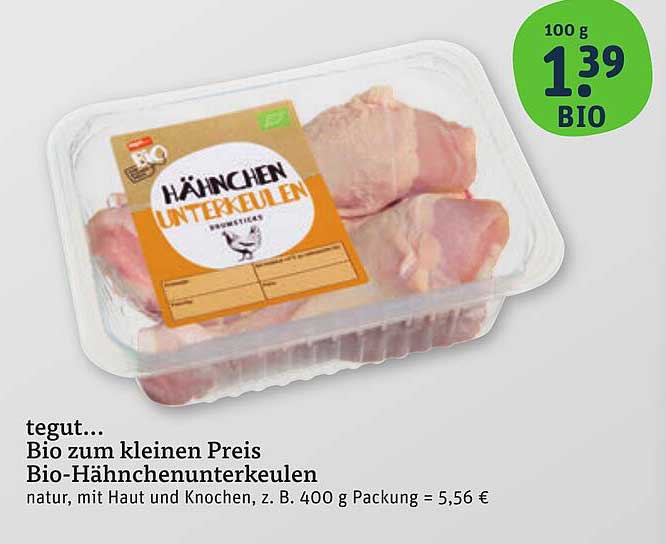 Bio-Hähnchenunterkeulen - natur, mit Haut und Knochen