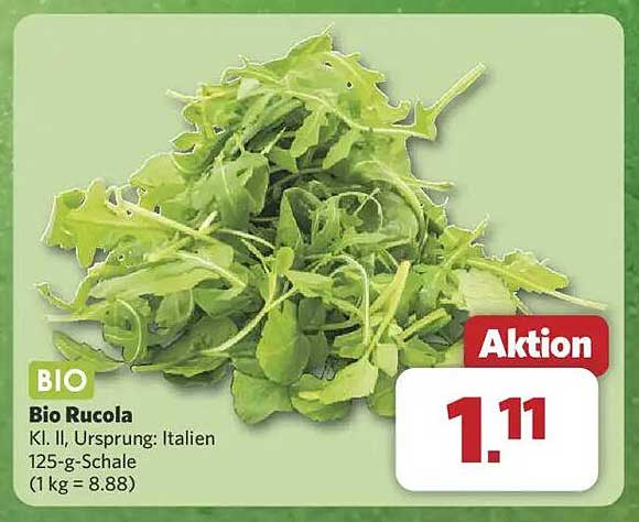 Bio Rucola 125-g-Schale – Aktionspreis 1,11 €