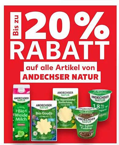 Bis zu 20% Rabatt auf alle Artikel von Andechser Natur
