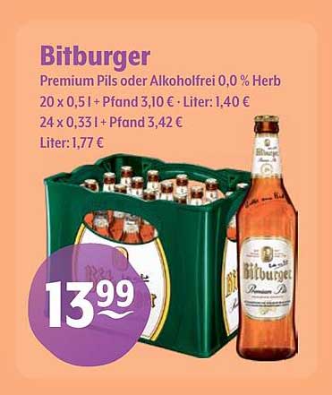 Bitburger Premium Pils oder Alkoholfrei 0,0 % Herb
