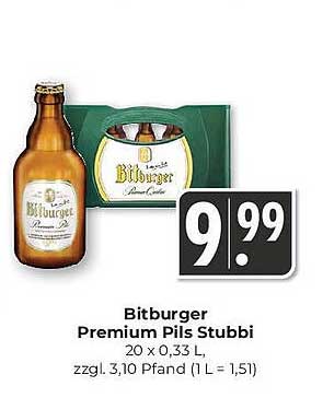 Bitburger Premium Pils Stubbi 20 x 0,33 L