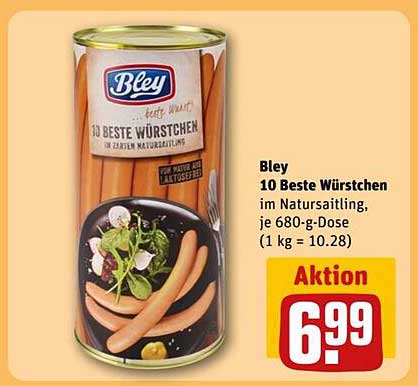 Bley 10 Beste Würstchen im Naturdarm, je 680-g-Dose