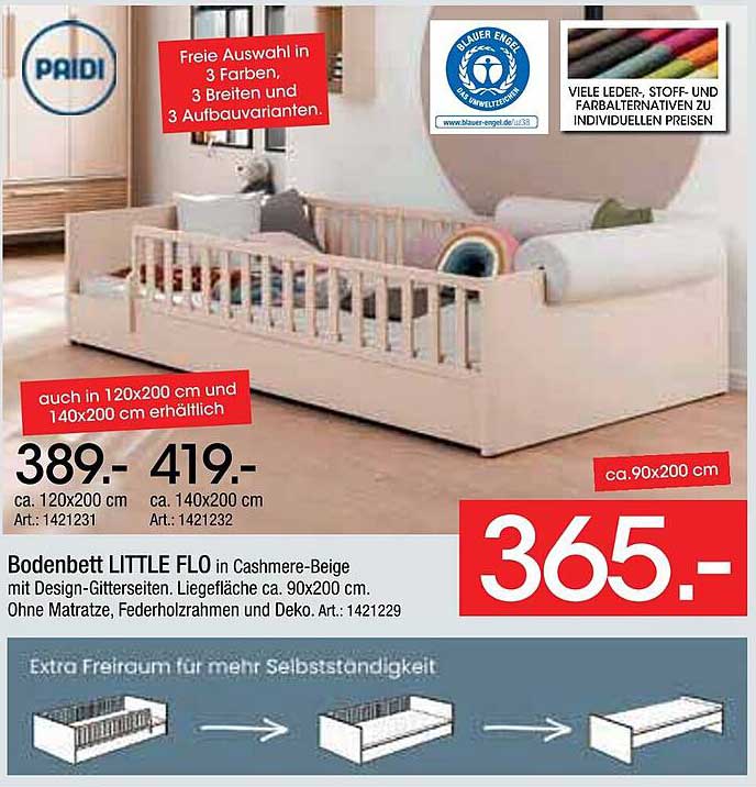 Bodenbett LITTLE FLO in Cashmere-Beige