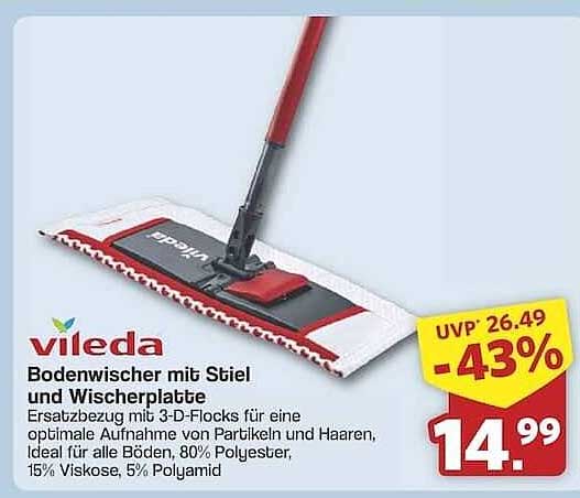 Bodenwischer mit Stiel und Wischerplatte von Vileda