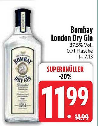 Bombay London Dry Gin 0,7L - -20% Superknüller