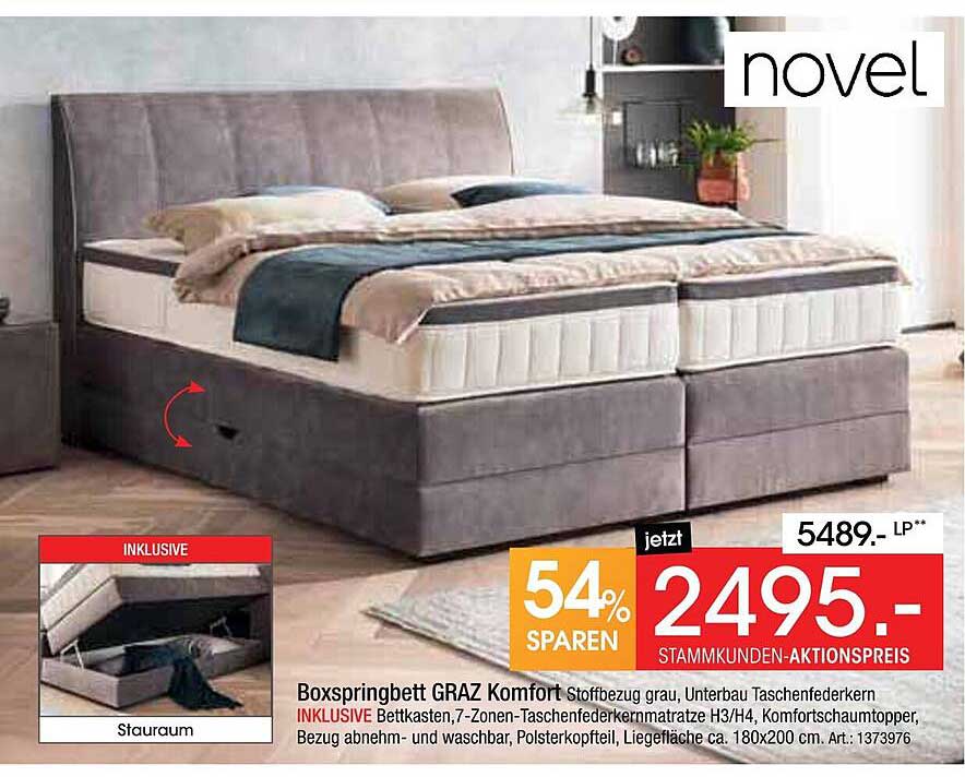 Boxspringbett GRAZ Komfort inkl. Bettkasten und 7-Zonen-Taschenfederkernmatratze