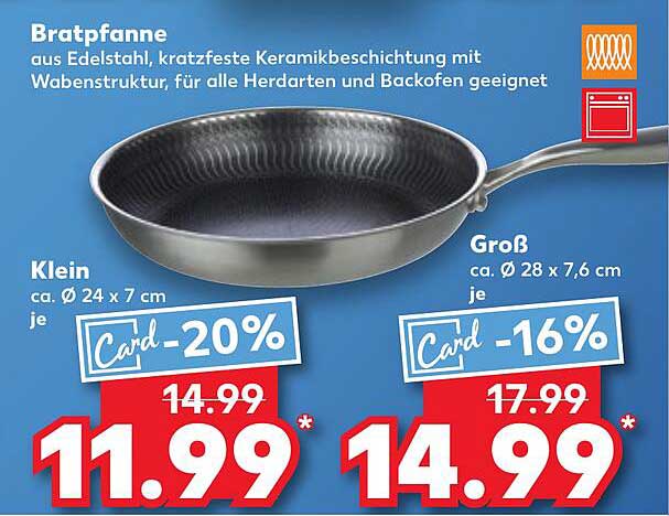 Bratpfanne aus Edelstahl mit kratzfester Keramikbeschichtung, Klein und Groß