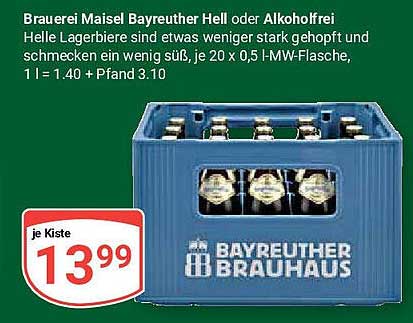 Brauerei Maisel Bayreuther Hell oder Alkoholfrei
