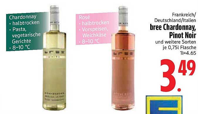bree Chardonnay und Rosé - Halbtrockene Weine zum Sonderpreis