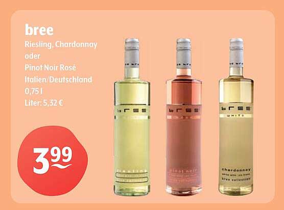 bree Riesling, Chardonnay oder Pinot Noir Rosé 0,75 l