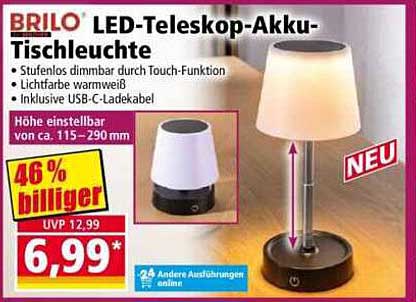 BRILO LED-Teleskop-Akkutableuchte