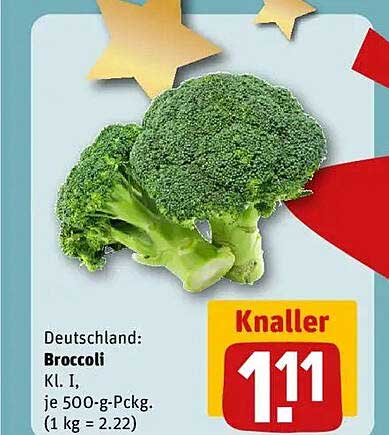 Broccoli Kl. I, je 500-g-Pckg. (1 kg = 2,22)