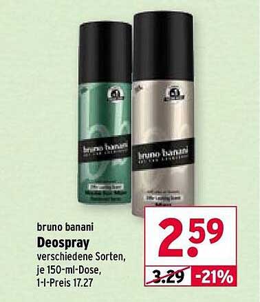 bruno banani Deospray, verschiedene Sorten, je 150-ml-Dose