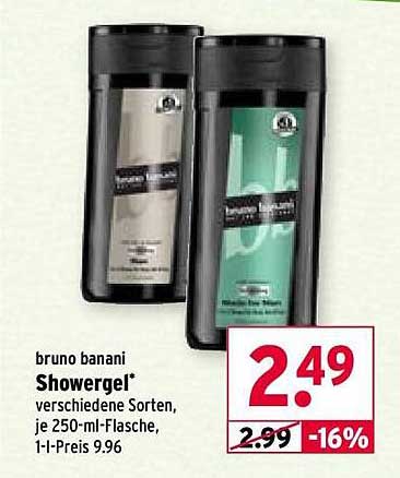 bruno banani Showergel, verschiedene Sorten, je 250-ml-Flasche