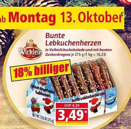 Bunte Lebkuchenherzen in Vollmiltschokolade von Wicklein