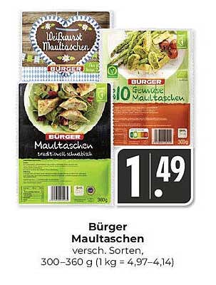 Bürger Maultaschen - verschiedene Sorten