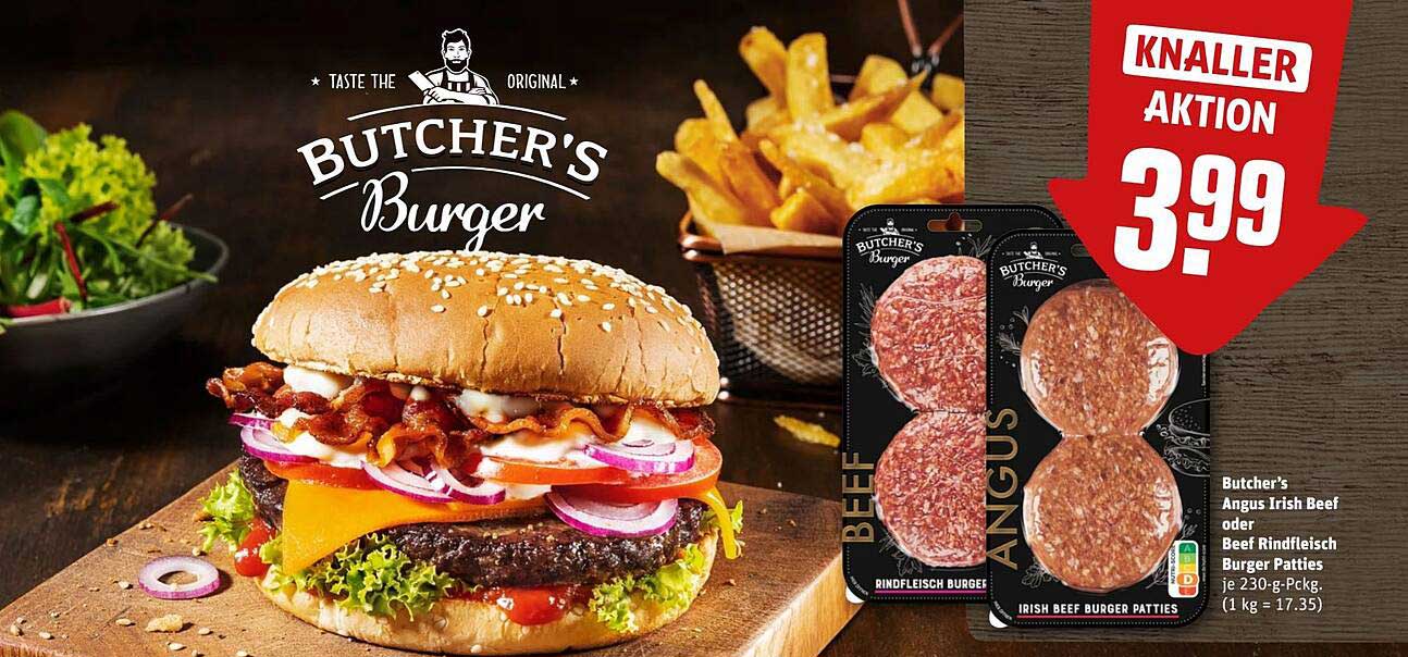 Butcher's Angus Irish Beef oder Beef Rindfleisch Burger Patties 230 g