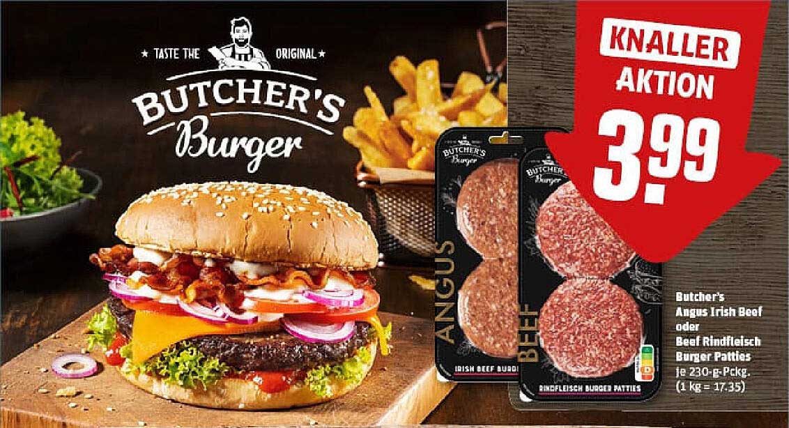 Butcher's Angus Irish Beef oder Beef Rindfleisch Burger Patties