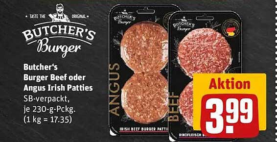 Butcher's Burger Beef oder Angus Irish Patties